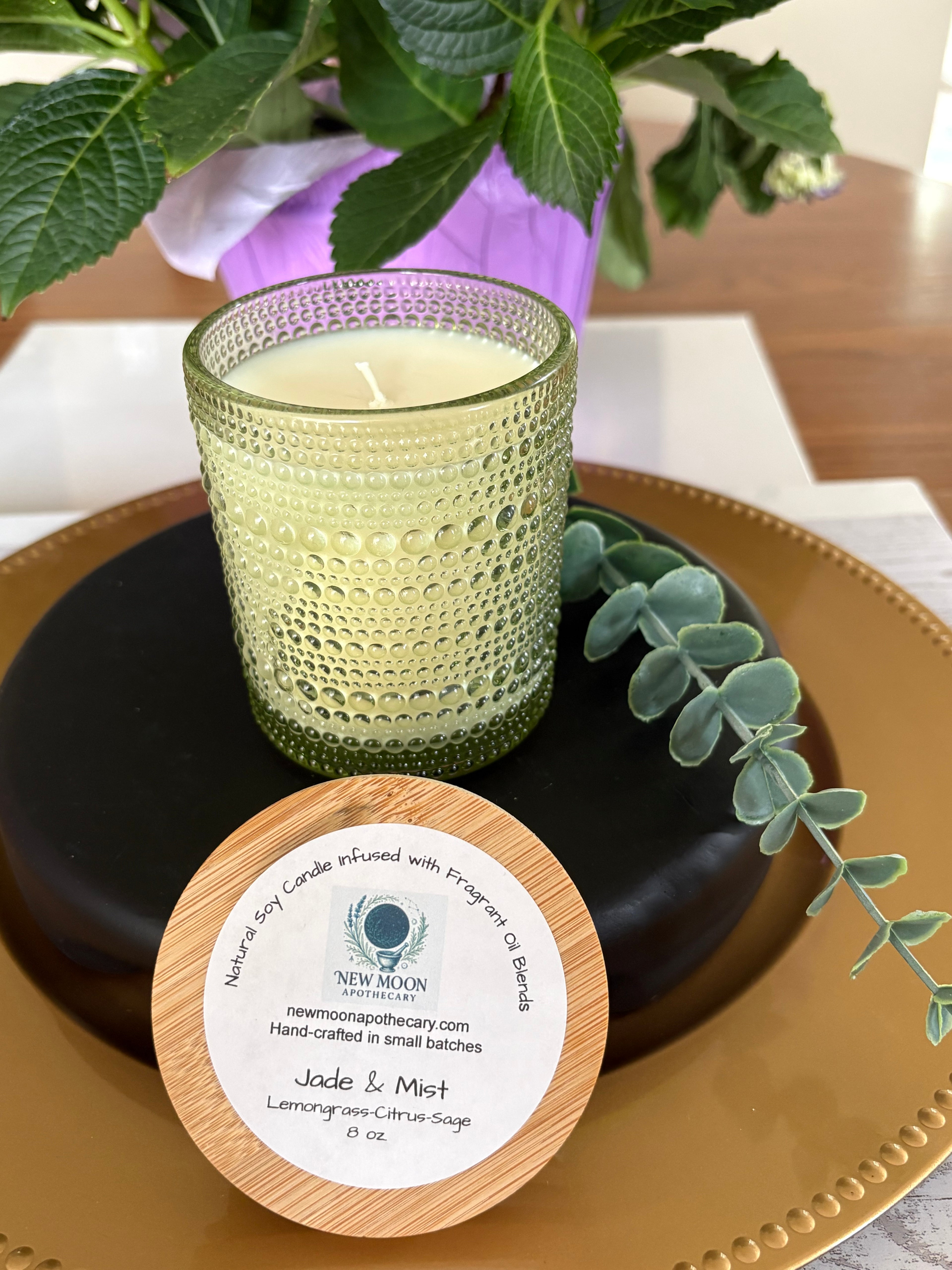 Sacred Space Soy Candle — Jade & Mist scent | New Moon Apothecary