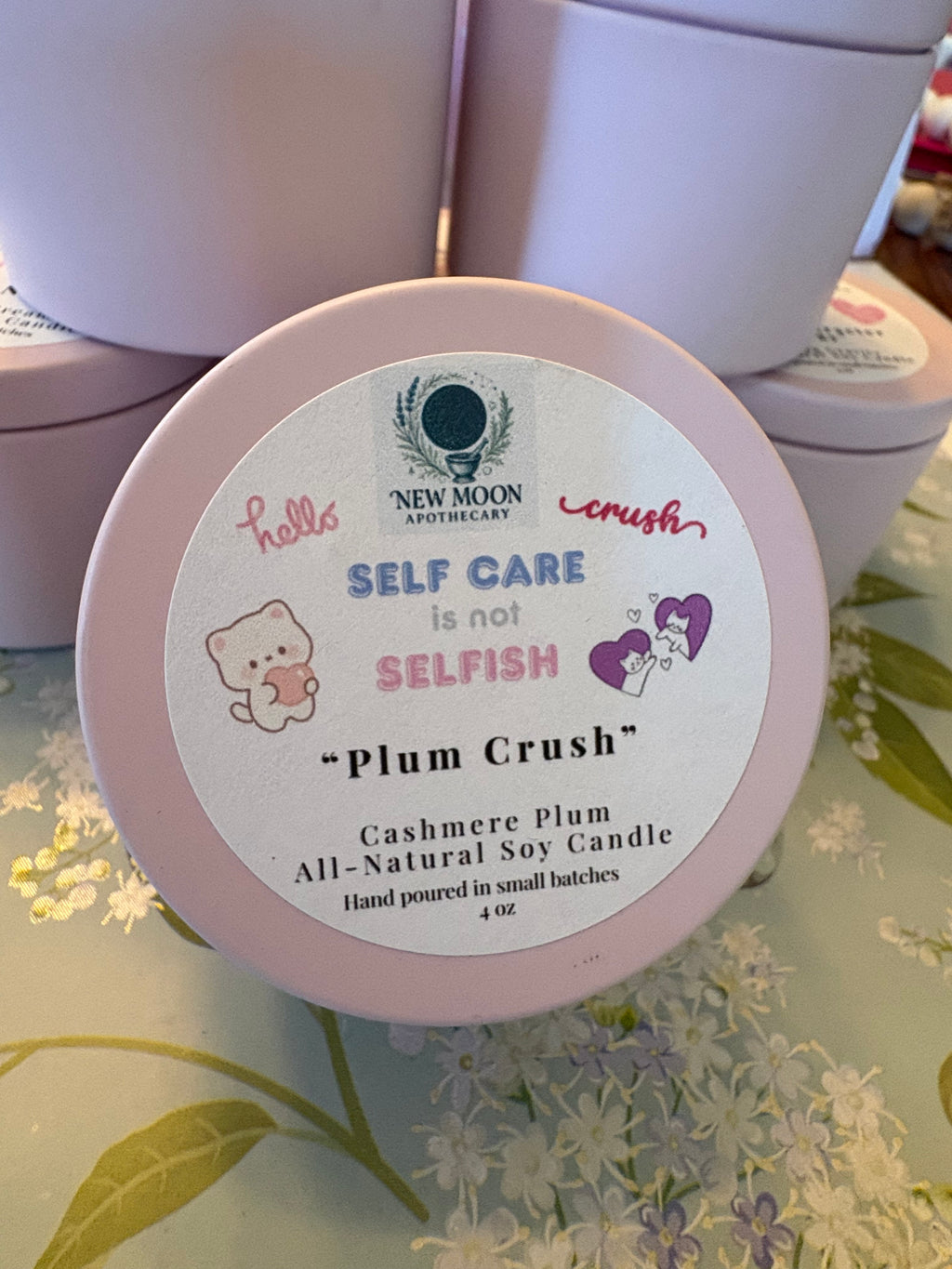Self Care Is Not Selfish 4 oz Pink Tin Candles