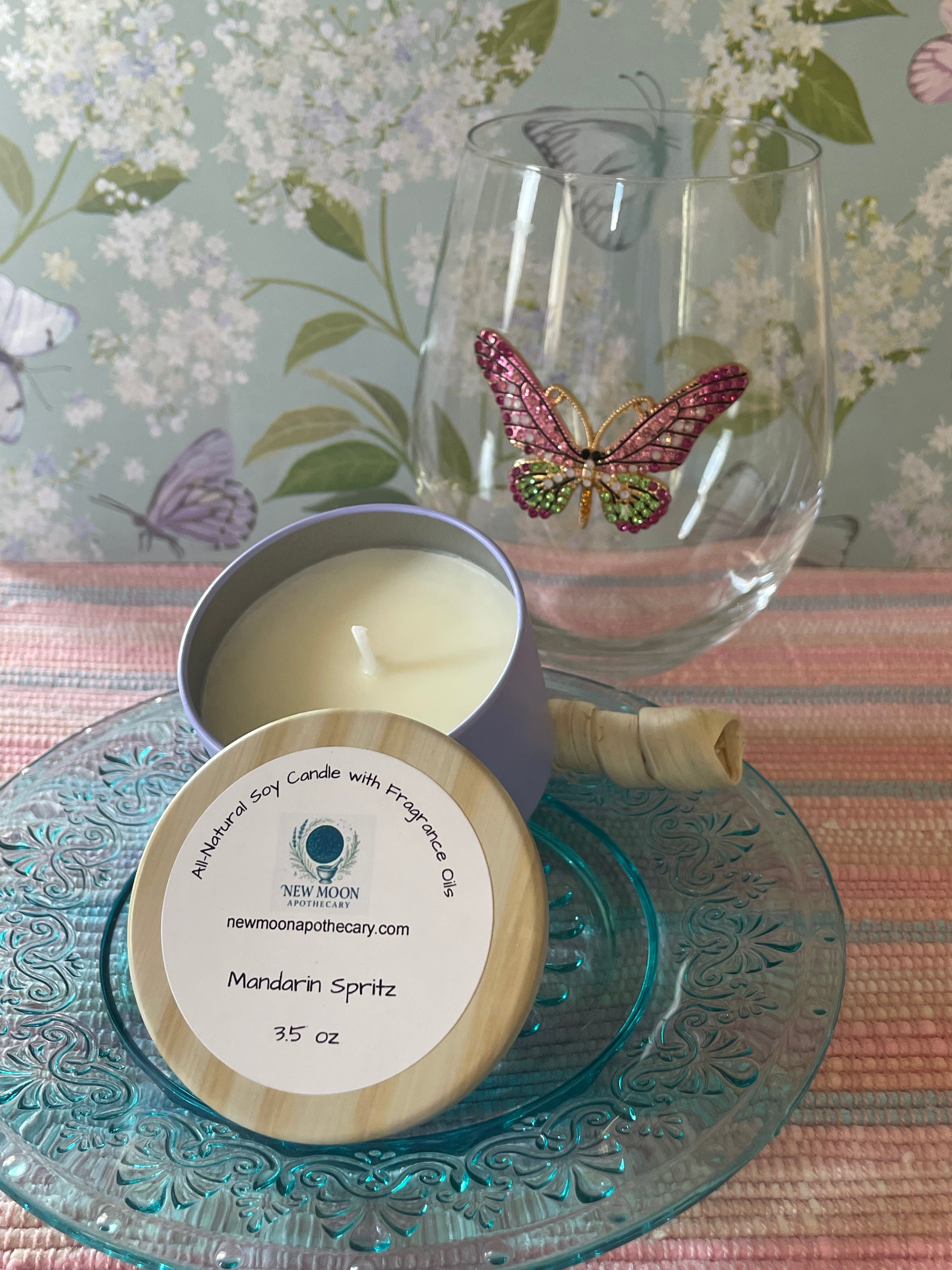 Mandarin Spritz botanical soy candle tin 3.5 oz – New Moon Apothecary